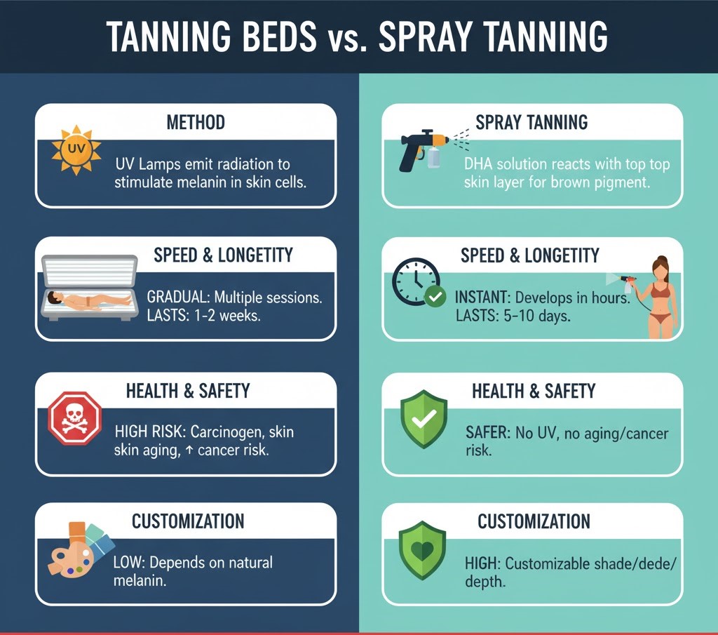 Tanning Beds vs. Spray Tanning