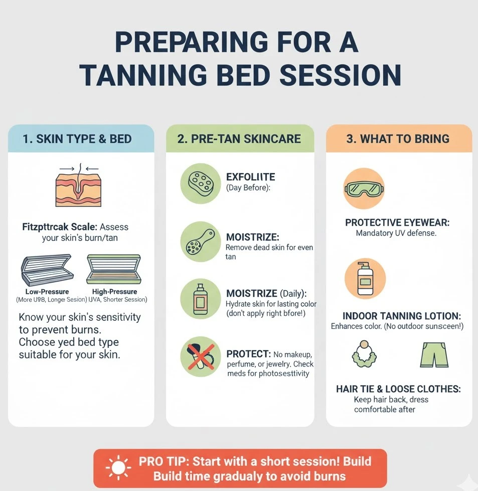 Preparing for a Tanning Bed Session