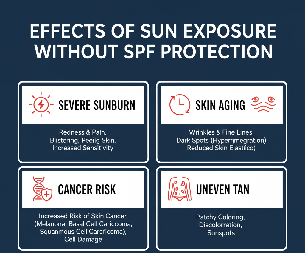 Effects of Sun Exposure Without SPF Protection