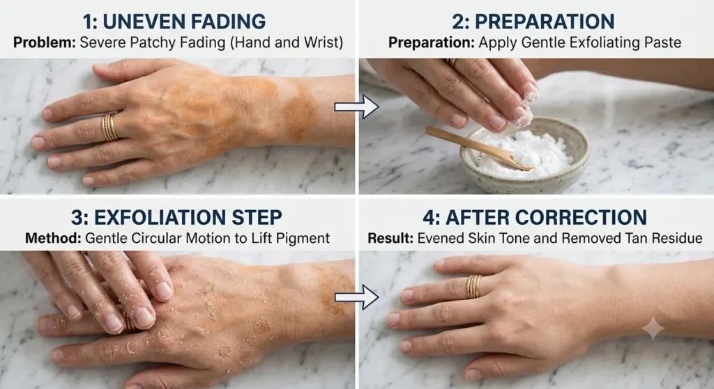 How to remove spray tan with gentle exfoliation and skincare routine